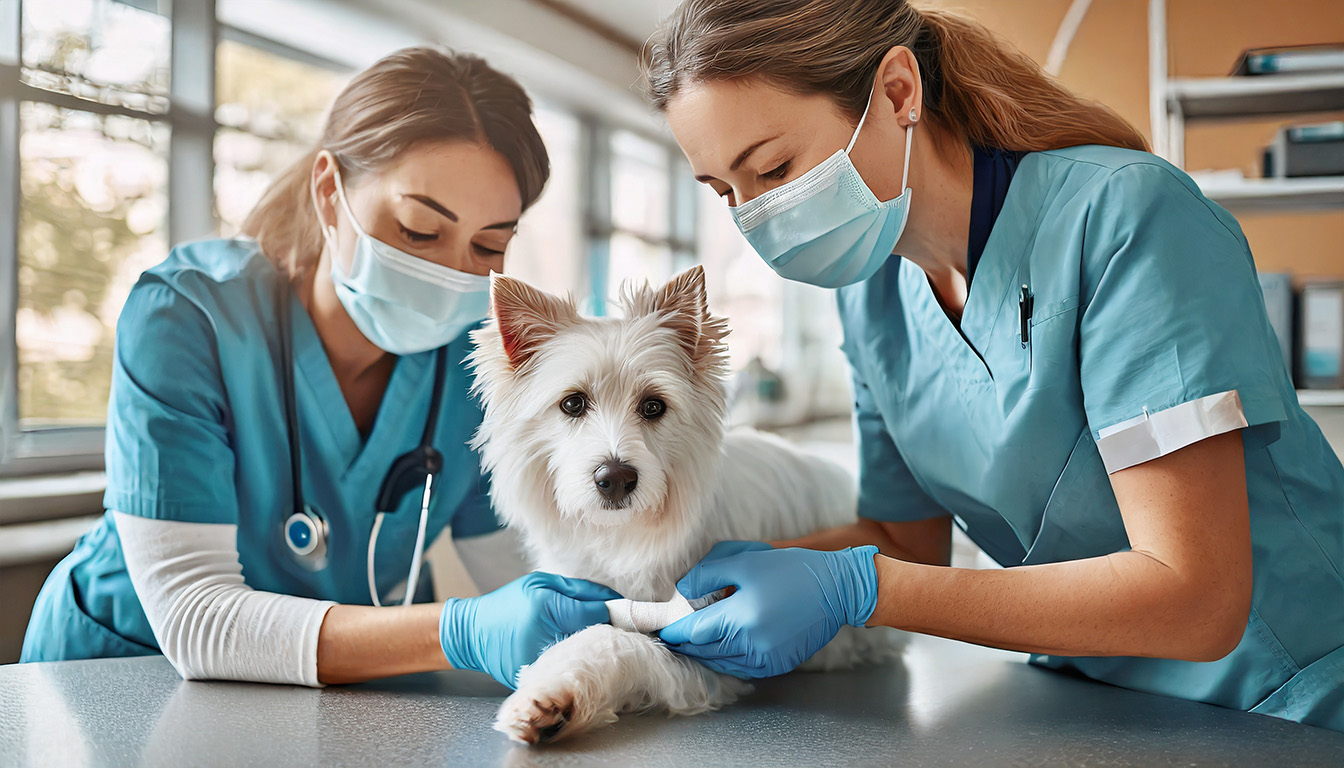 two veterinarians assisting dog - Hawthorne, CA